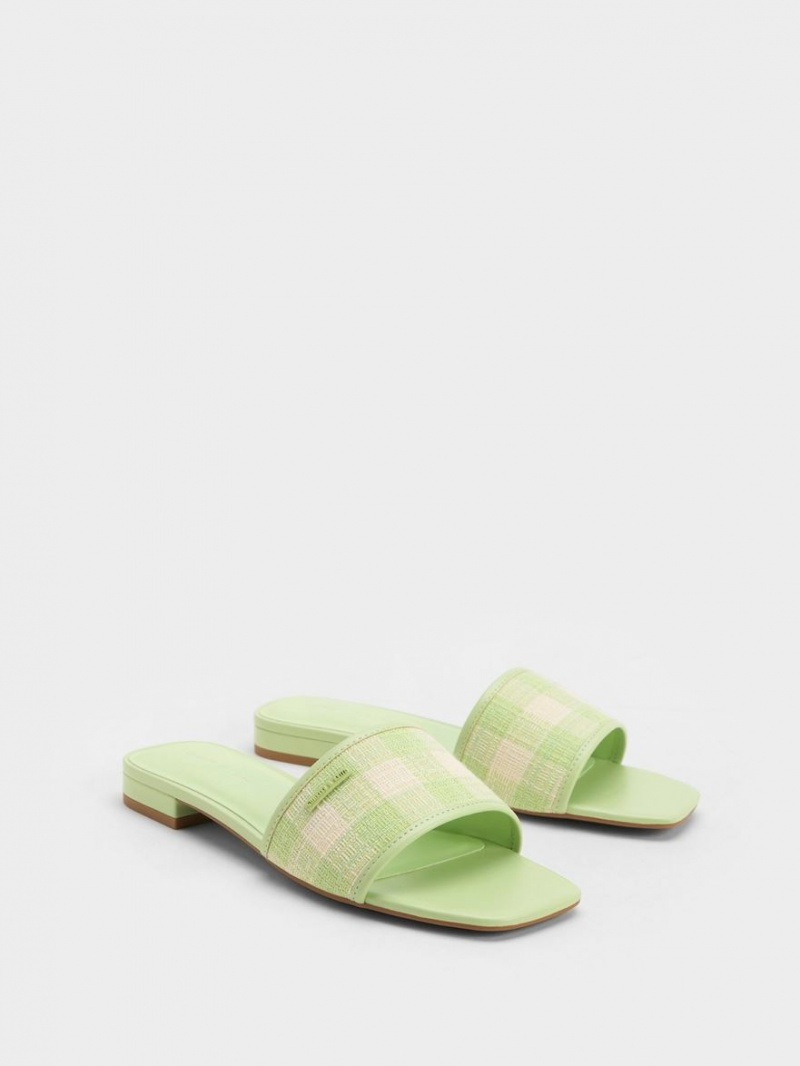 Σανδαλια Charles And Keith Woven Gingham πρασινο | 47836-DIXY