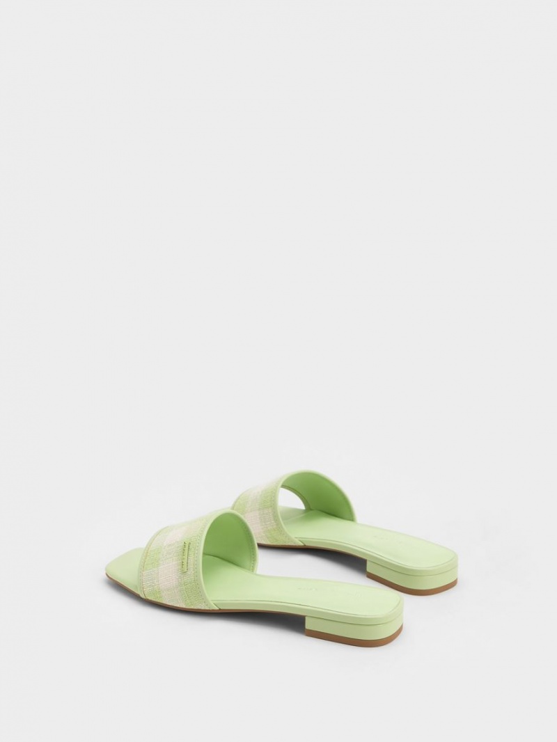 Σανδαλια Charles And Keith Woven Gingham πρασινο | 47836-DIXY