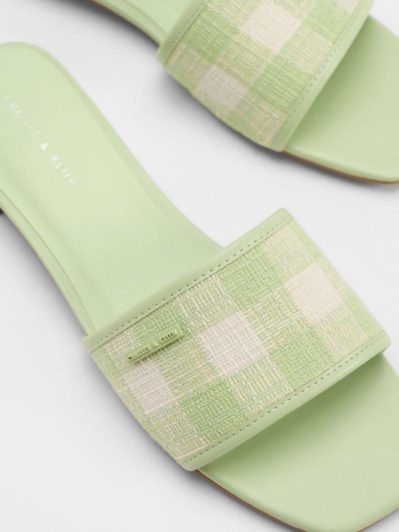 Σανδαλια Charles And Keith Woven Gingham πρασινο | 47836-DIXY