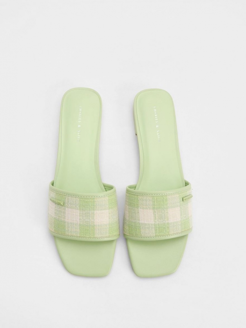 Σανδαλια Charles And Keith Woven Gingham πρασινο | 47836-DIXY