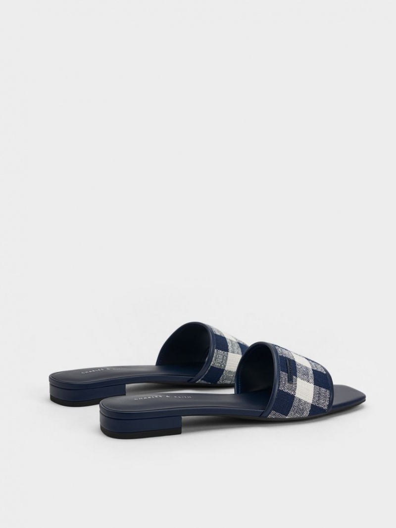Σανδαλια Charles And Keith Woven Gingham σκούρο μπλε | 09836-WVBR