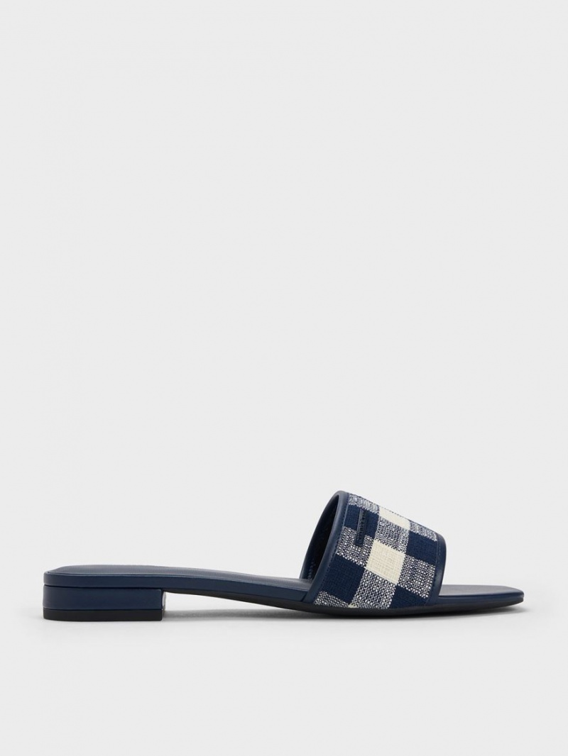 Σανδαλια Charles And Keith Woven Gingham σκούρο μπλε | 09836-WVBR
