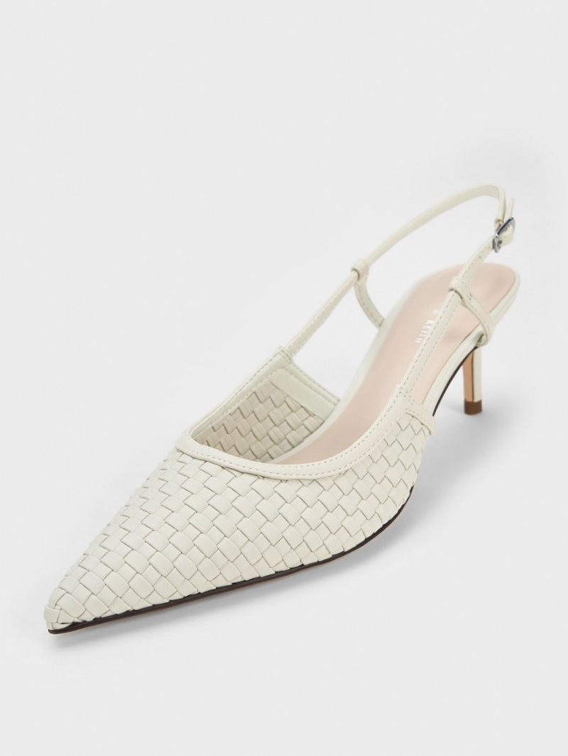 Γοβεσ Charles And Keith Woven Slingback ασπρα | 07286-GSKW