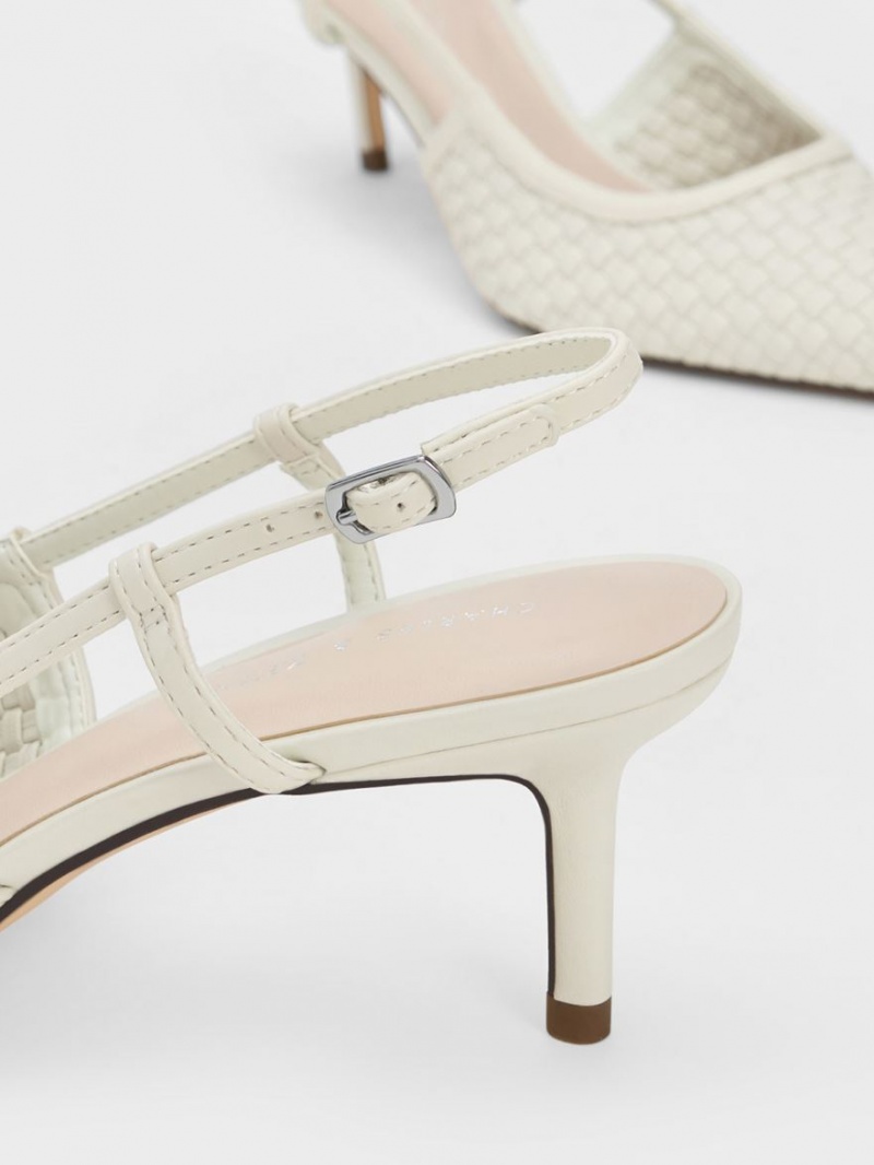 Γοβεσ Charles And Keith Woven Slingback ασπρα | 07286-GSKW
