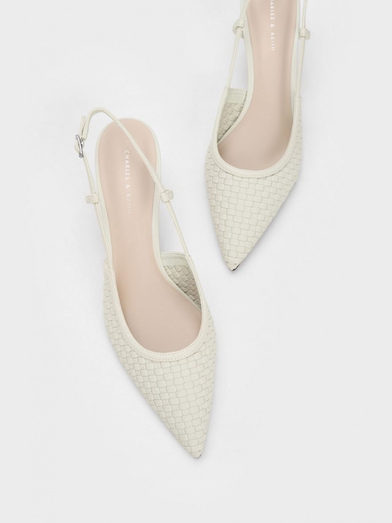 Γοβεσ Charles And Keith Woven Slingback ασπρα | 07286-GSKW