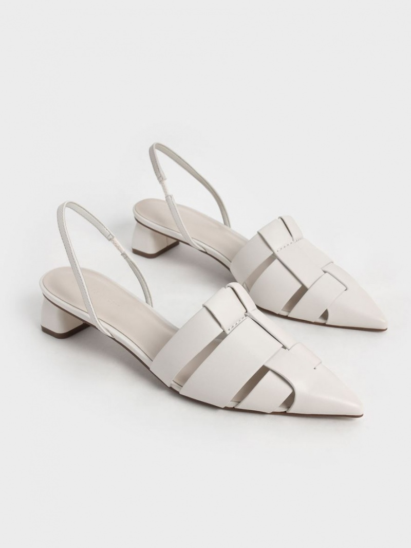 Γοβεσ Charles And Keith Woven Slingback ασπρα | 20497-BDUE