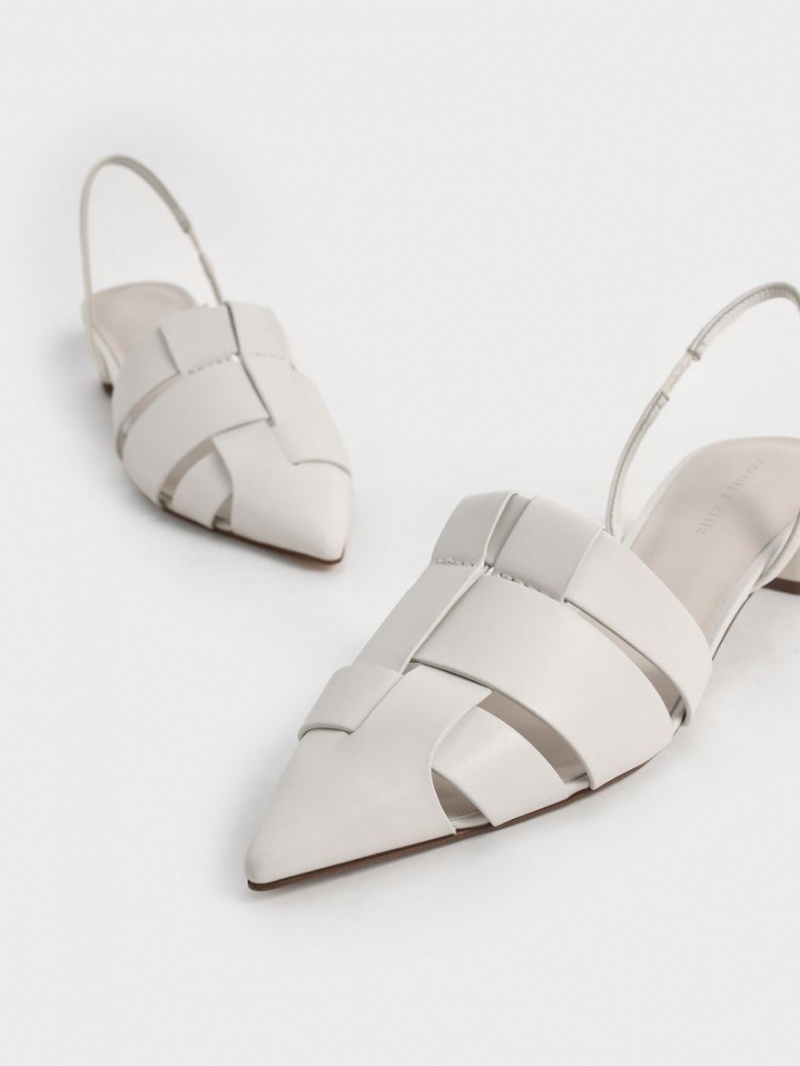 Γοβεσ Charles And Keith Woven Slingback ασπρα | 20497-BDUE