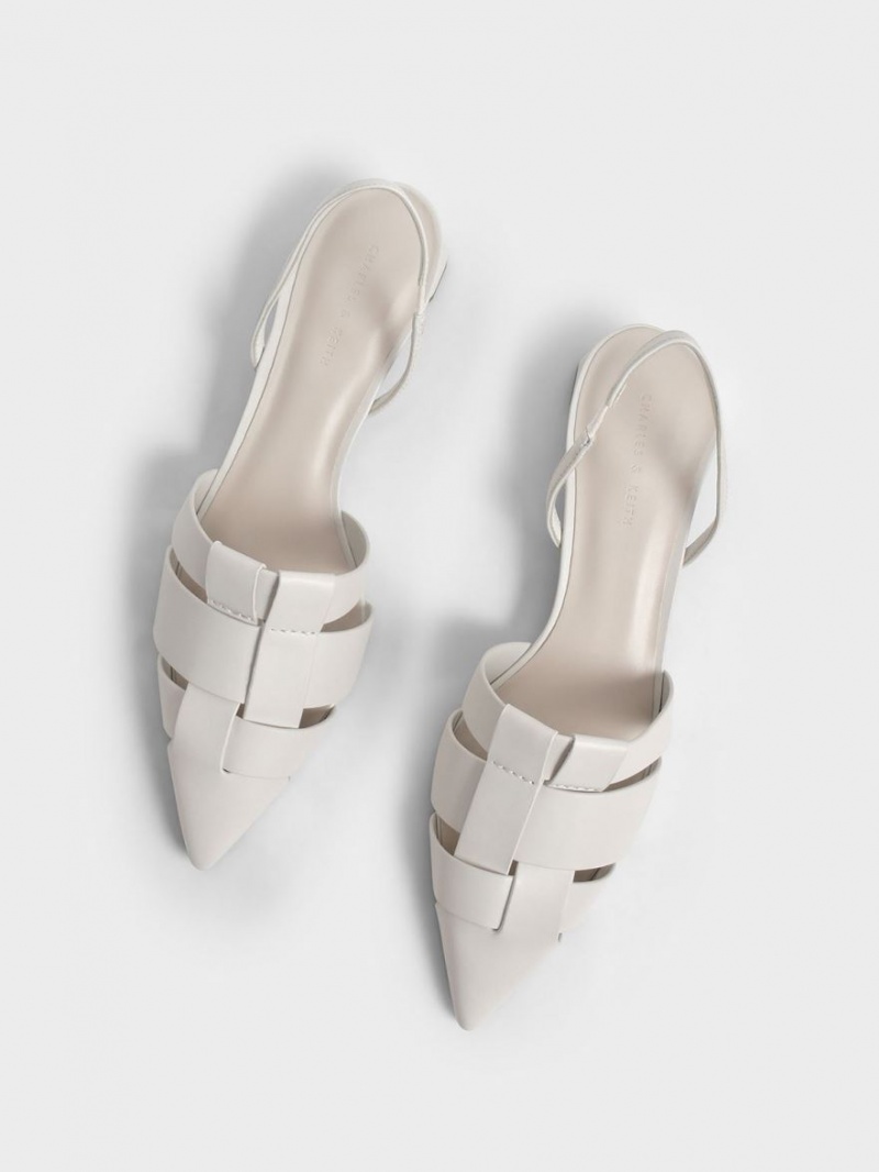 Γοβεσ Charles And Keith Woven Slingback ασπρα | 20497-BDUE