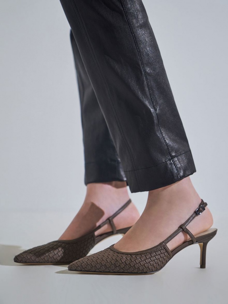 Γοβεσ Charles And Keith Woven Slingback καφε | 23489-EBPT