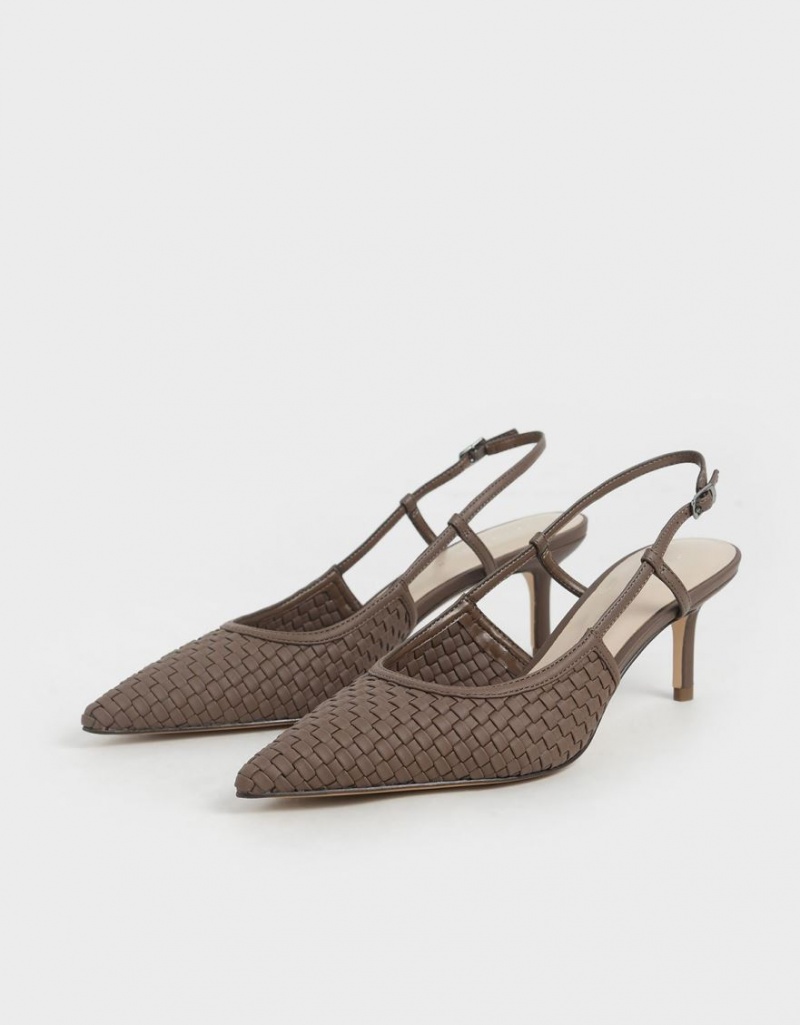 Γοβεσ Charles And Keith Woven Slingback καφε | 23489-EBPT