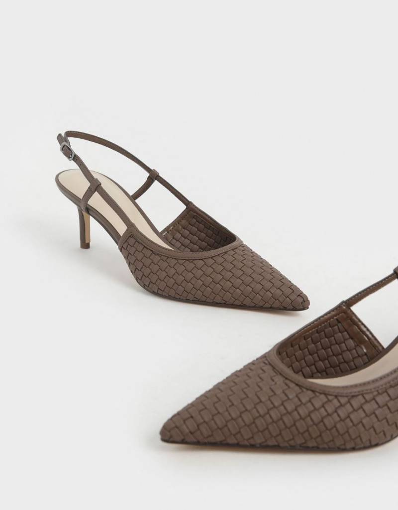 Γοβεσ Charles And Keith Woven Slingback καφε | 23489-EBPT