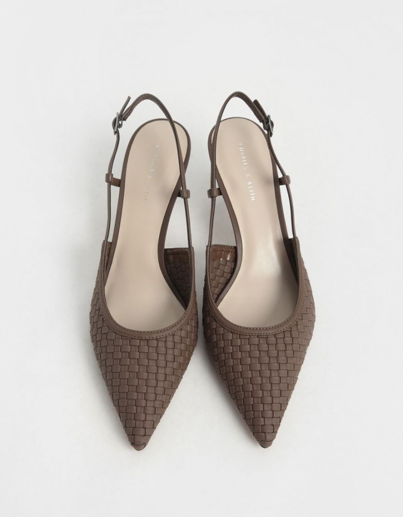 Γοβεσ Charles And Keith Woven Slingback καφε | 23489-EBPT