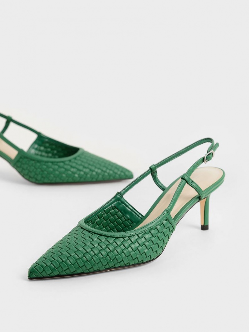 Γοβεσ Charles And Keith Woven Slingback πρασινο | 35064-XOVI