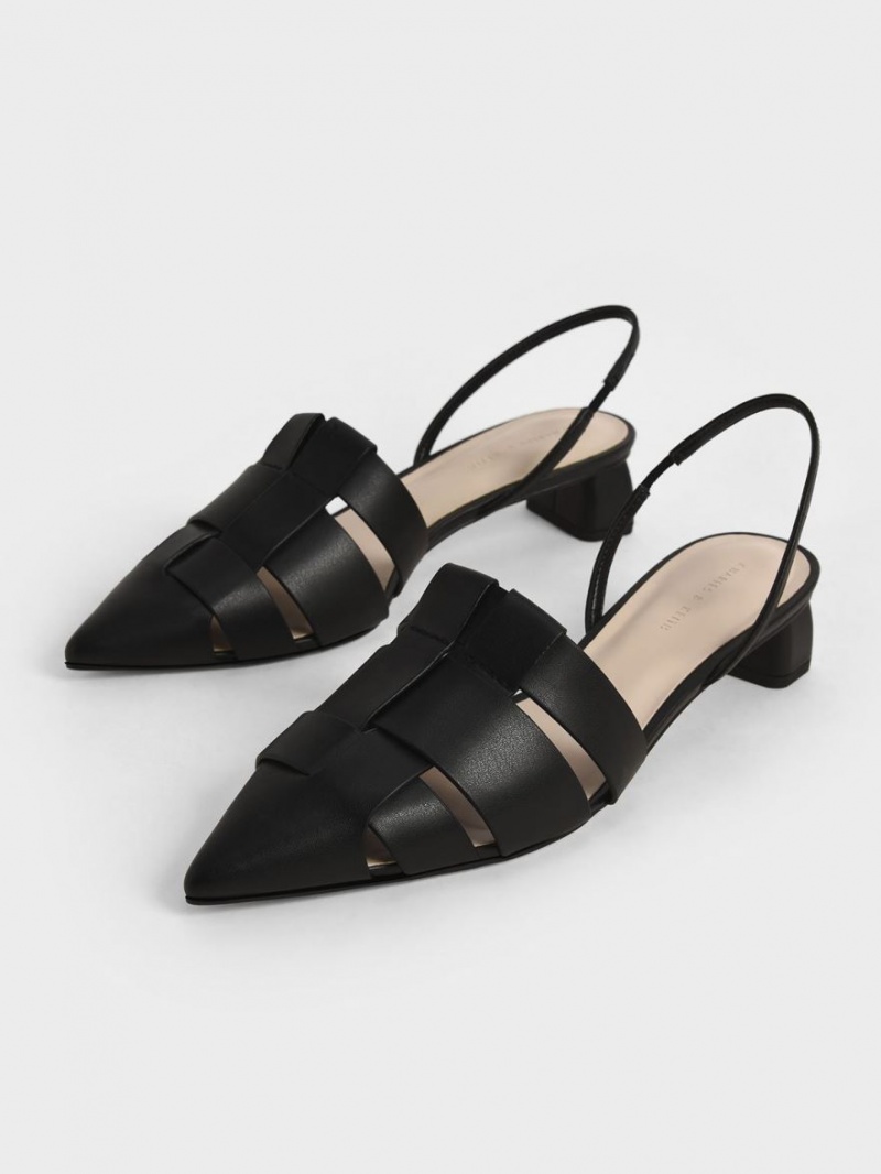 Γοβεσ Charles And Keith Woven Slingback μαυρα | 43675-ONGH