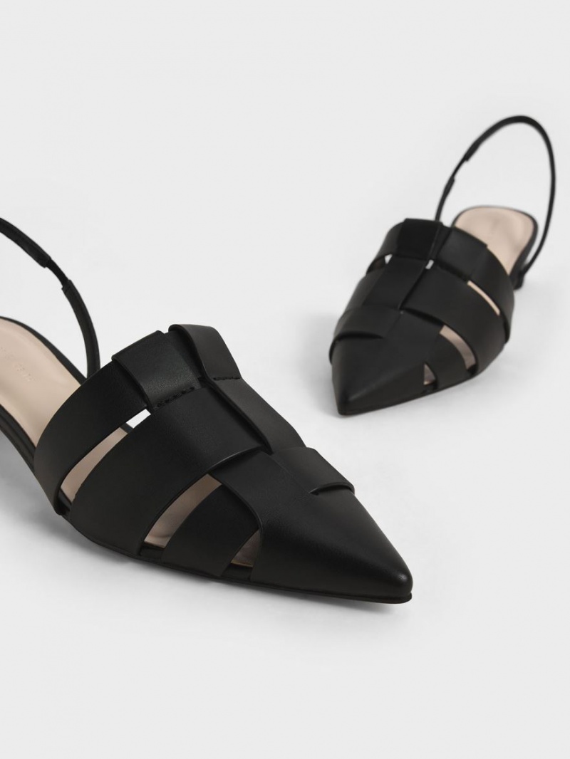 Γοβεσ Charles And Keith Woven Slingback μαυρα | 43675-ONGH
