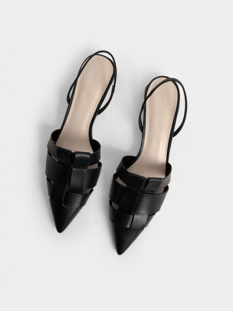 Γοβεσ Charles And Keith Woven Slingback μαυρα | 43675-ONGH