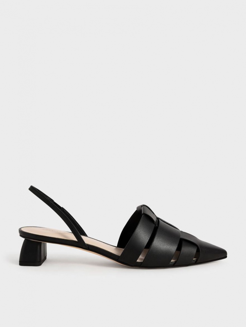 Γοβεσ Charles And Keith Woven Slingback μαυρα | 43675-ONGH