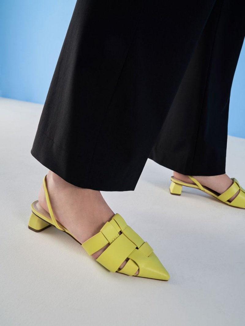 Γοβεσ Charles And Keith Woven Slingback ανοιχτο πρασινο | 36071-ALMK