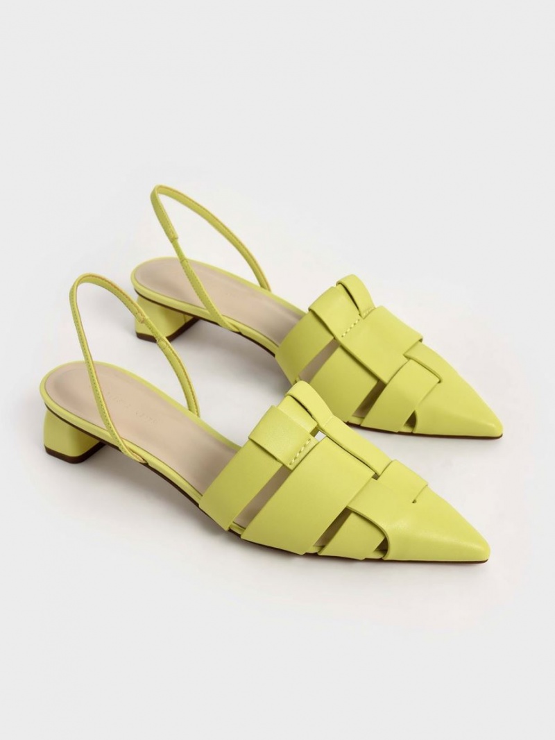 Γοβεσ Charles And Keith Woven Slingback ανοιχτο πρασινο | 36071-ALMK