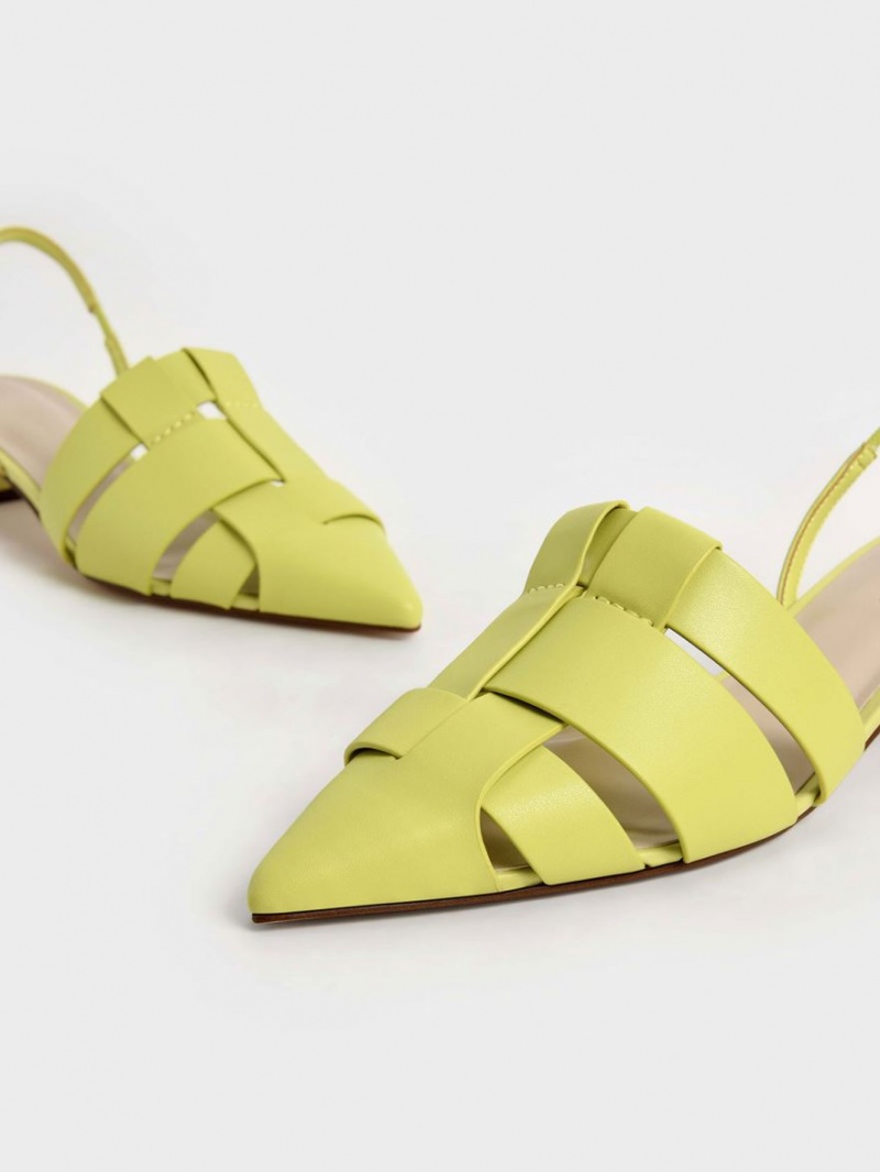 Γοβεσ Charles And Keith Woven Slingback ανοιχτο πρασινο | 36071-ALMK