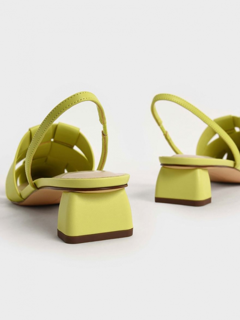 Γοβεσ Charles And Keith Woven Slingback ανοιχτο πρασινο | 36071-ALMK