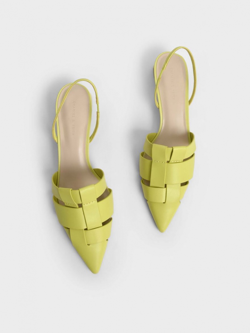 Γοβεσ Charles And Keith Woven Slingback ανοιχτο πρασινο | 36071-ALMK