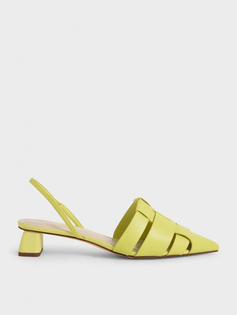 Γοβεσ Charles And Keith Woven Slingback ανοιχτο πρασινο | 36071-ALMK