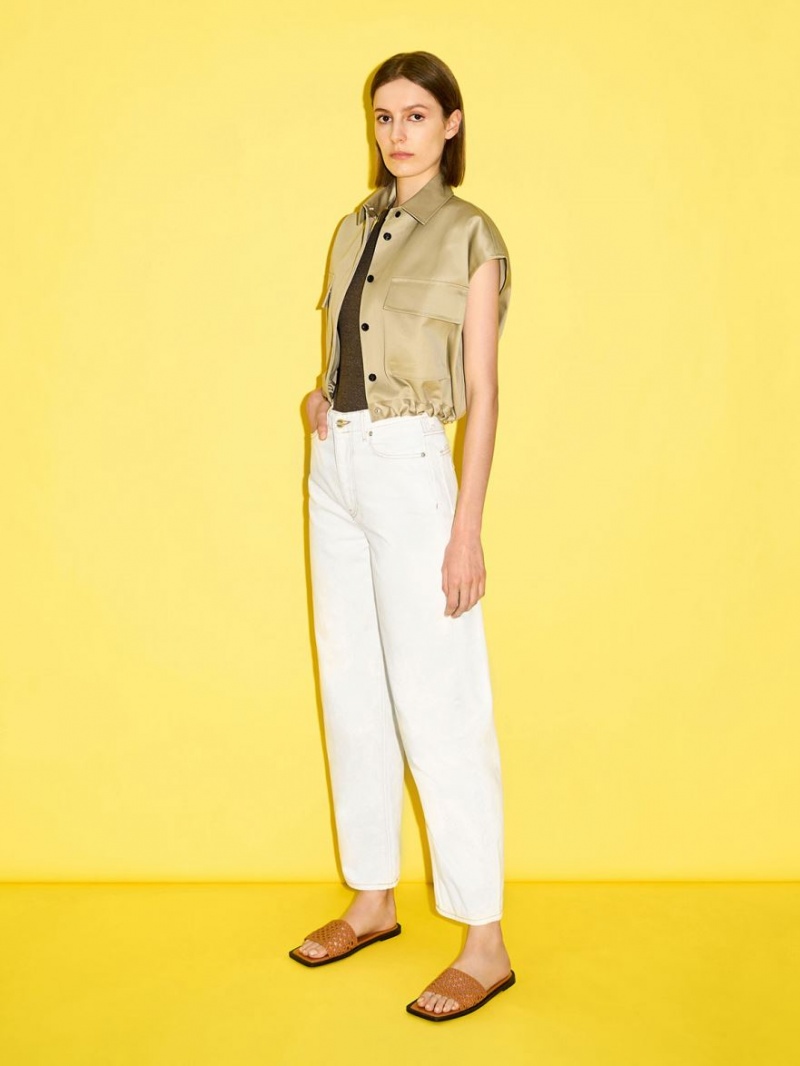 Σαγιοναρεσ Charles And Keith Woven Square-toe καφε | 39526-DOUA
