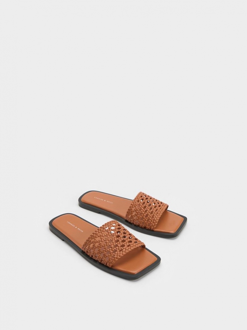 Σαγιοναρεσ Charles And Keith Woven Square-toe καφε | 39526-DOUA