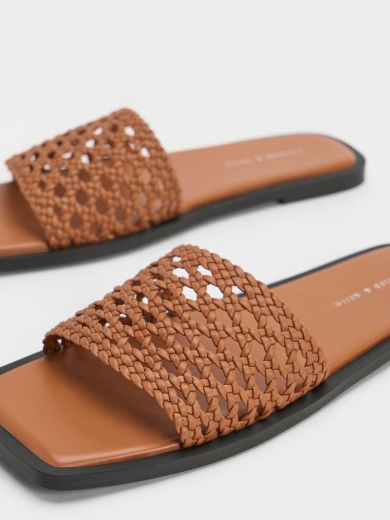 Σαγιοναρεσ Charles And Keith Woven Square-toe καφε | 39526-DOUA