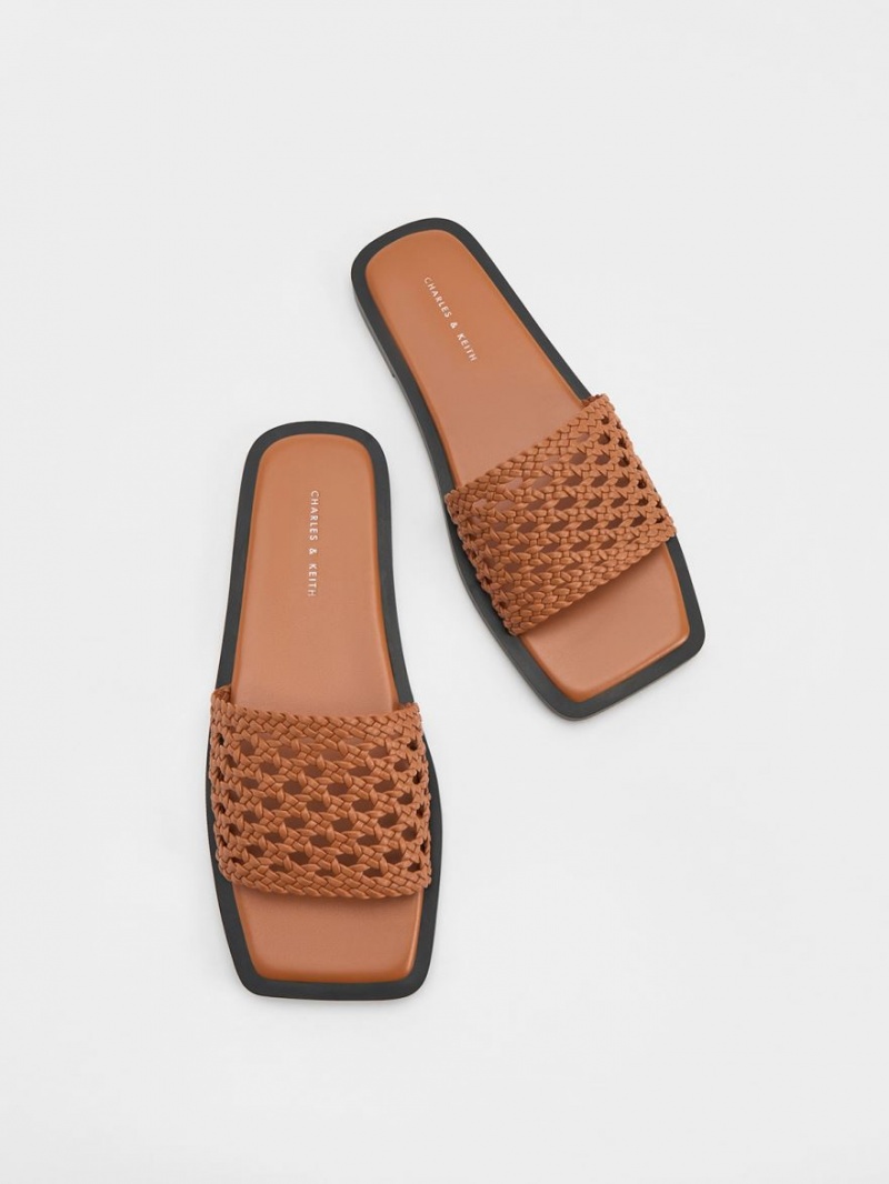 Σαγιοναρεσ Charles And Keith Woven Square-toe καφε | 39526-DOUA