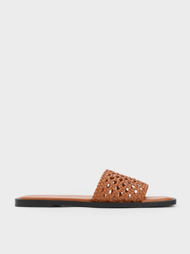 Σαγιοναρεσ Charles And Keith Woven Square-toe καφε | 39526-DOUA