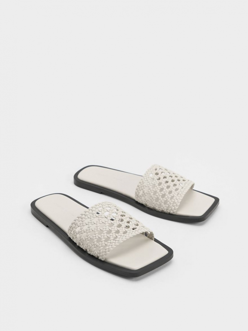 Σαγιοναρεσ Charles And Keith Woven Square-toe ασπρα | 42179-URMW