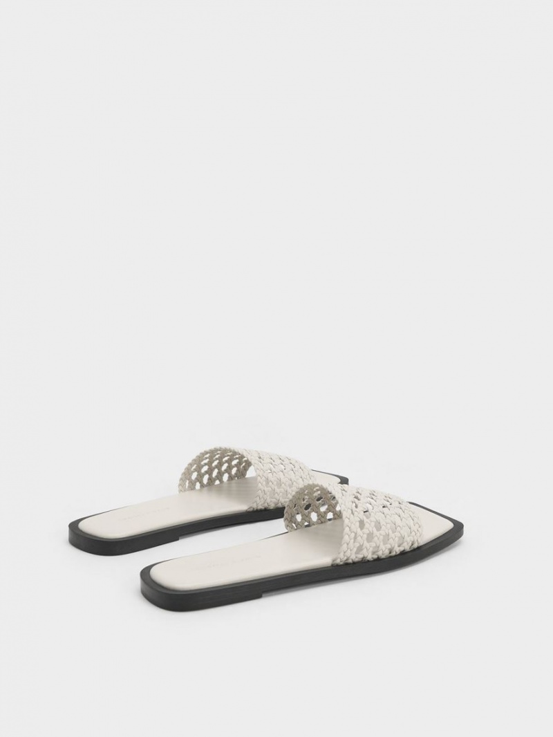 Σαγιοναρεσ Charles And Keith Woven Square-toe ασπρα | 42179-URMW