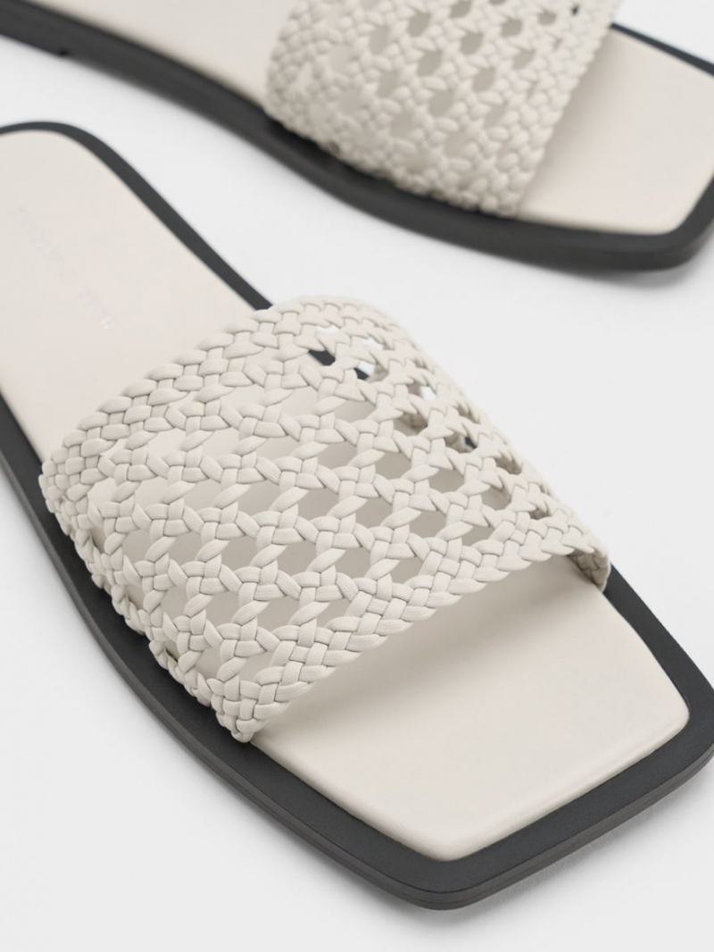 Σαγιοναρεσ Charles And Keith Woven Square-toe ασπρα | 42179-URMW