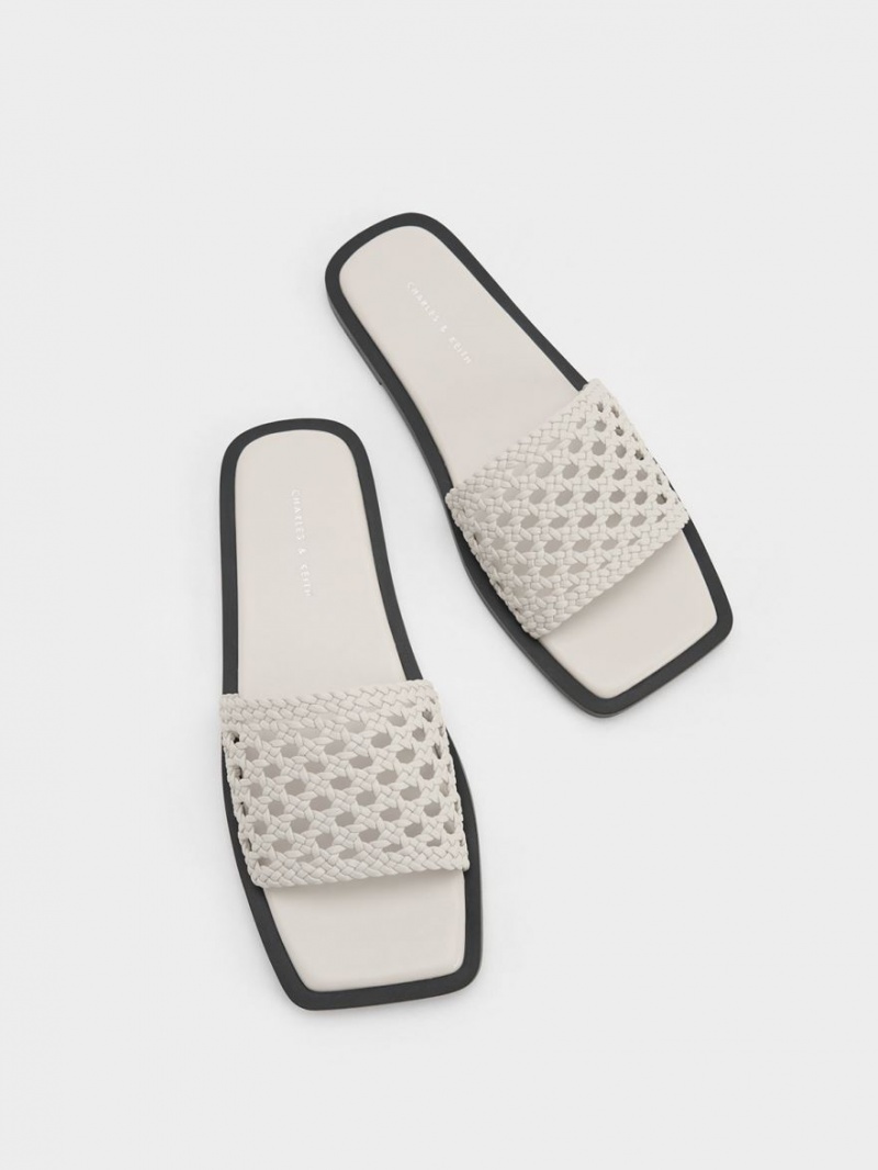 Σαγιοναρεσ Charles And Keith Woven Square-toe ασπρα | 42179-URMW