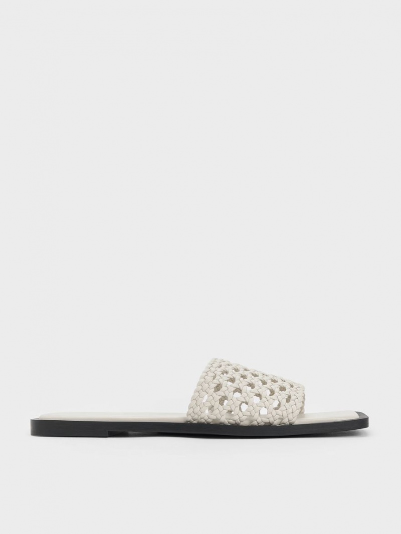 Σαγιοναρεσ Charles And Keith Woven Square-toe ασπρα | 42179-URMW
