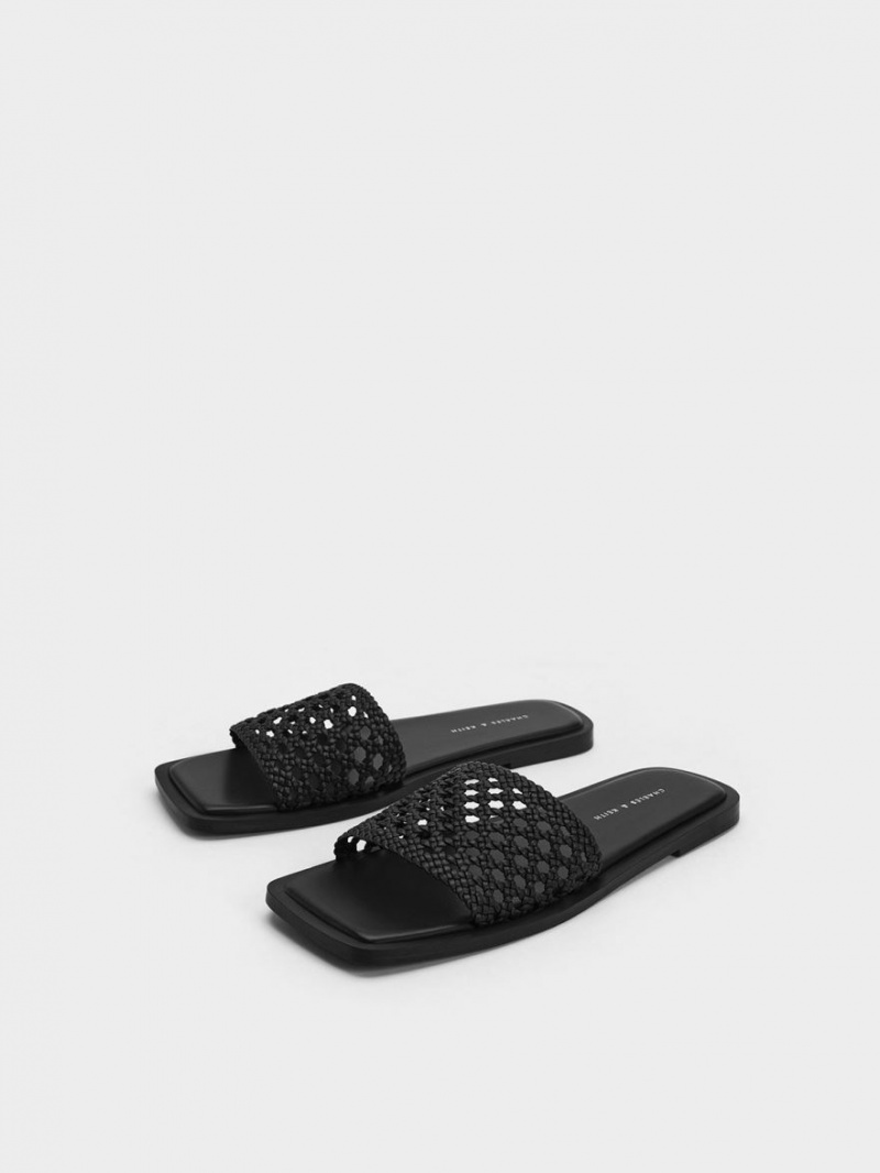 Σαγιοναρεσ Charles And Keith Woven Square-toe μαυρα | 74260-JTHN