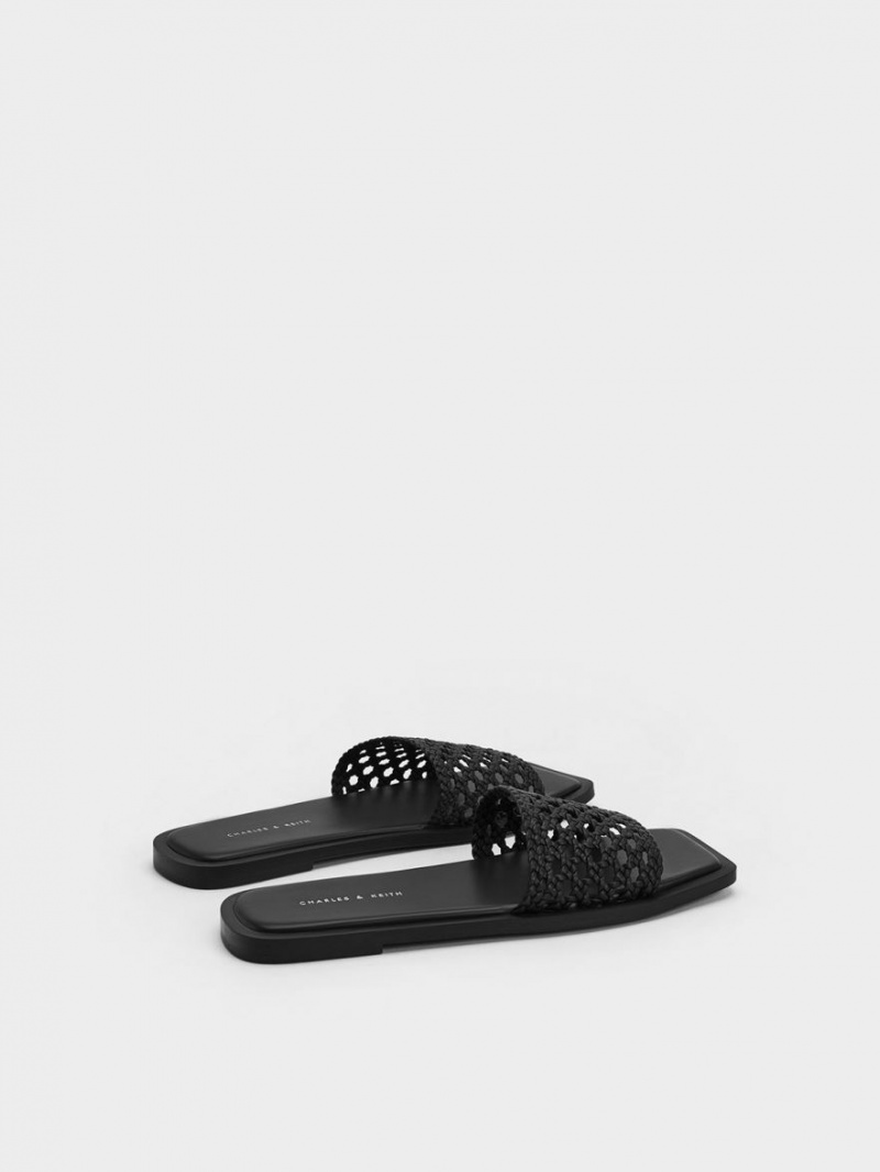 Σαγιοναρεσ Charles And Keith Woven Square-toe μαυρα | 74260-JTHN