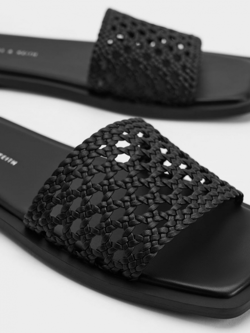 Σαγιοναρεσ Charles And Keith Woven Square-toe μαυρα | 74260-JTHN