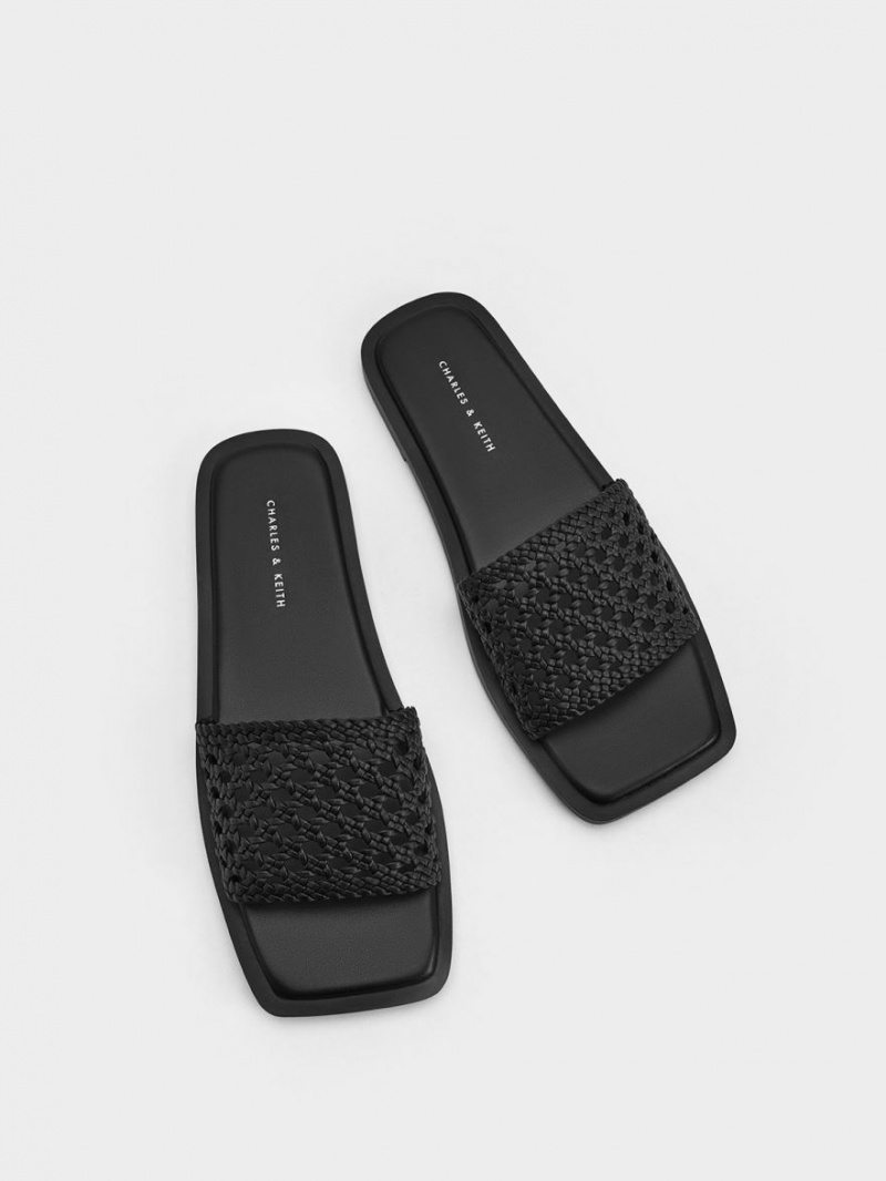 Σαγιοναρεσ Charles And Keith Woven Square-toe μαυρα | 74260-JTHN