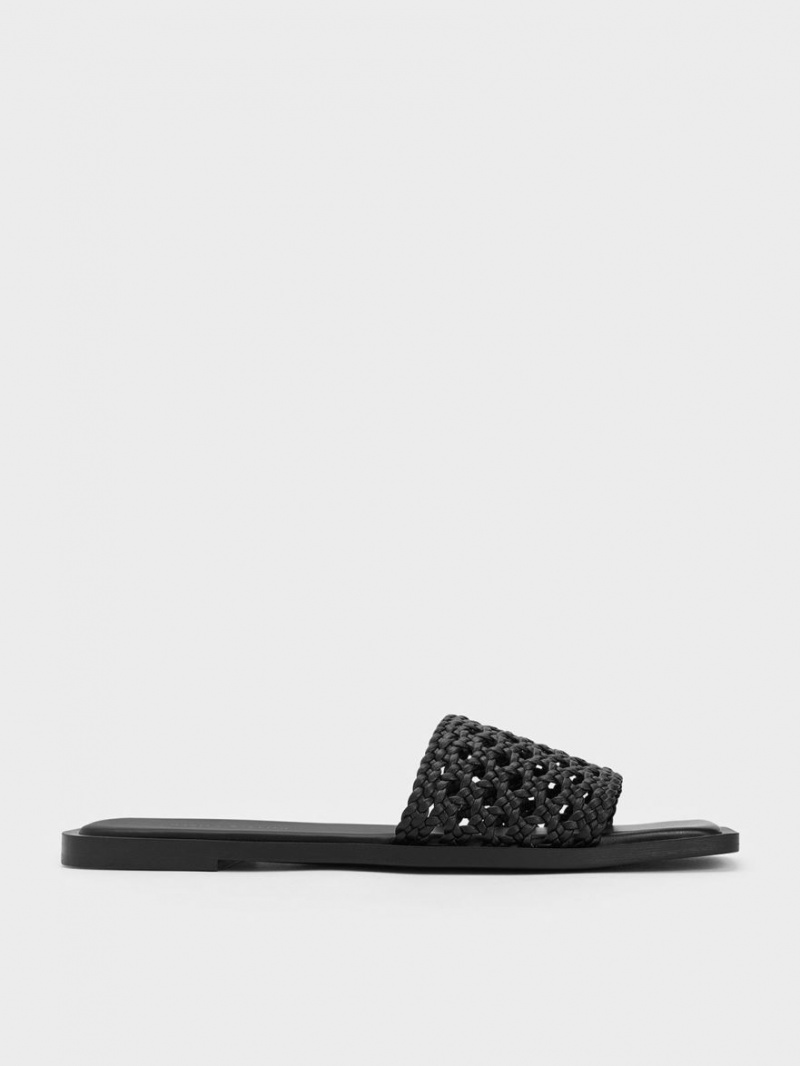 Σαγιοναρεσ Charles And Keith Woven Square-toe μαυρα | 74260-JTHN