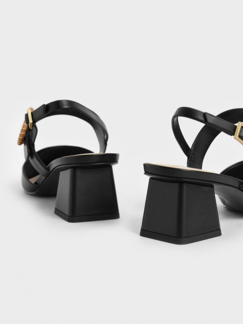 Γοβεσ Charles And Keith Woven πόρπης Slingback με τακουνι μαυρα | 05231-NQIX