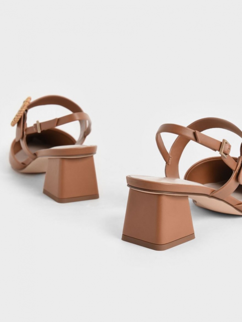 Γοβεσ Charles And Keith Woven πόρπης Slingback με τακουνι καφε | 28964-YVXA
