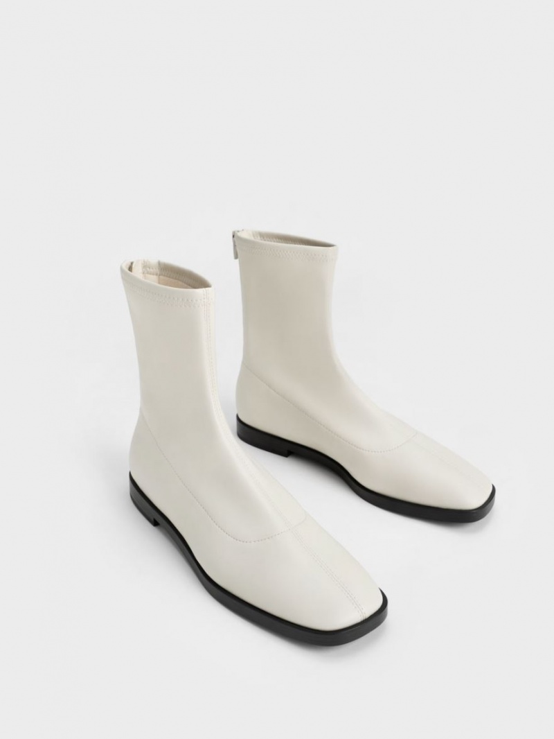 Μποτακια Charles And Keith Zip-Up ασπρα | 82761-OIFQ