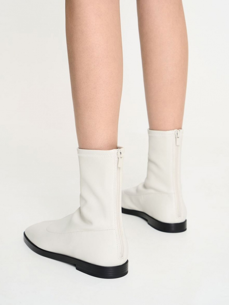 Μποτακια Charles And Keith Zip-Up ασπρα | 82761-OIFQ
