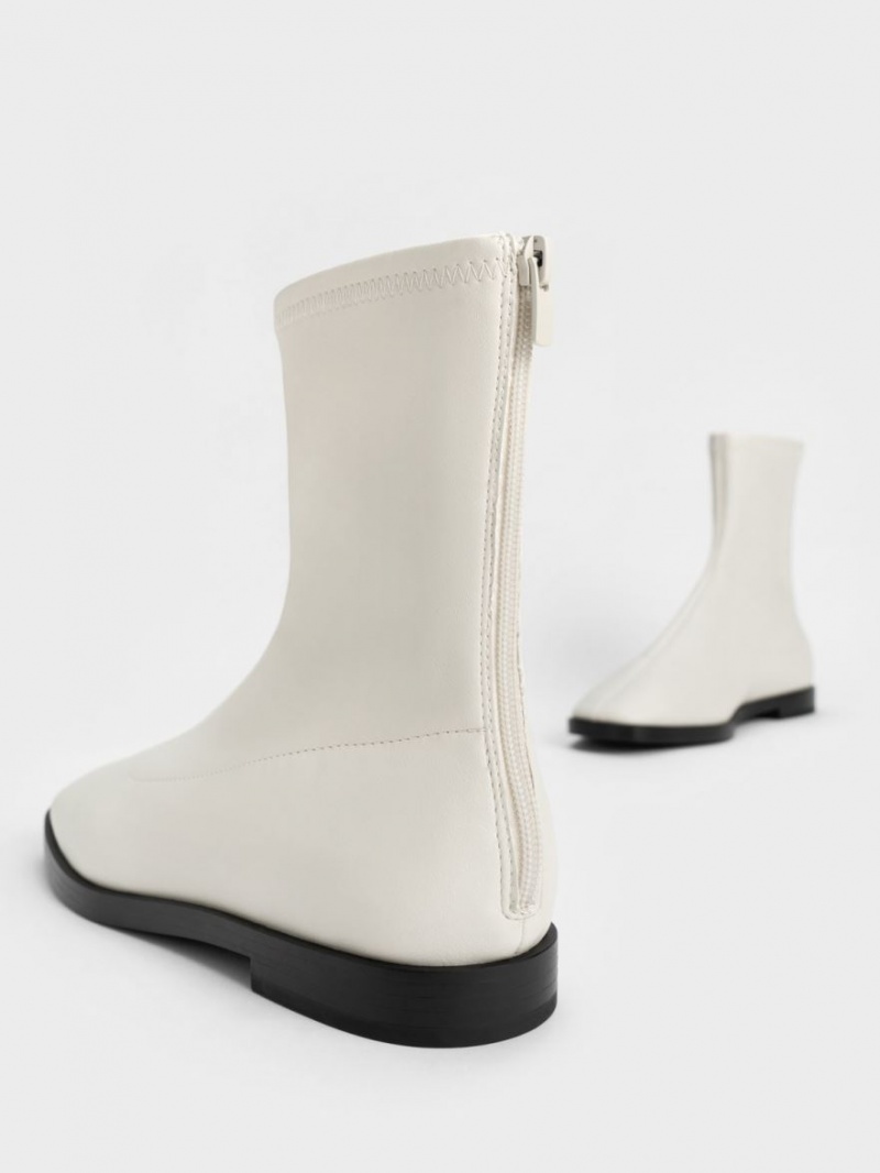 Μποτακια Charles And Keith Zip-Up ασπρα | 82761-OIFQ