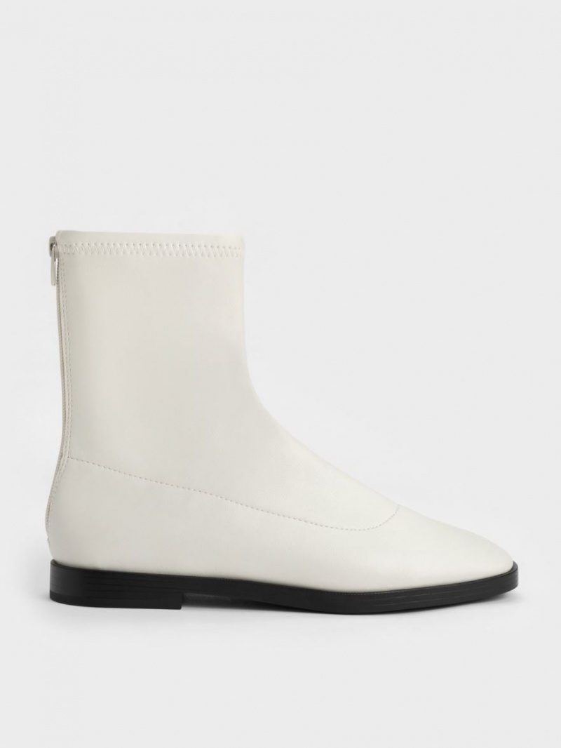 Μποτακια Charles And Keith Zip-Up ασπρα | 82761-OIFQ