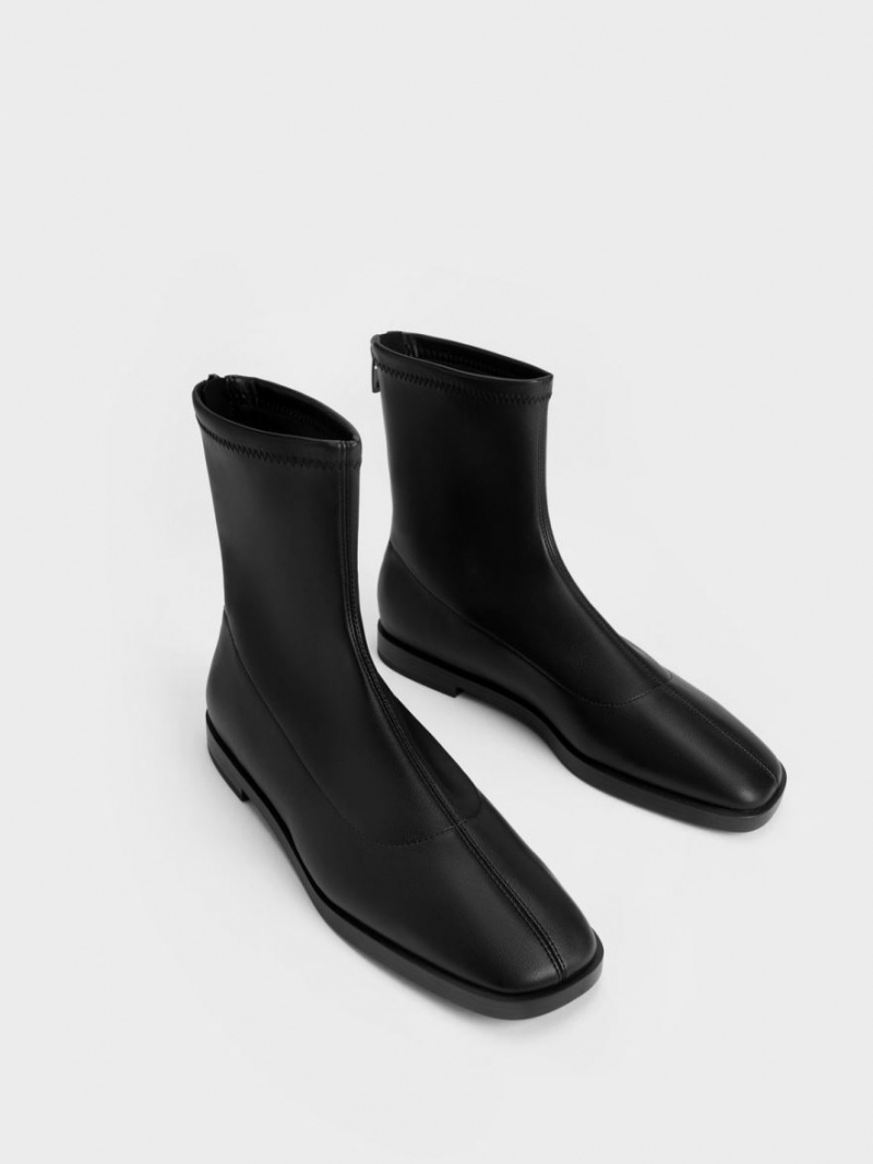 Μποτακια Charles And Keith Zip-Up μαυρα | 83904-SMBW