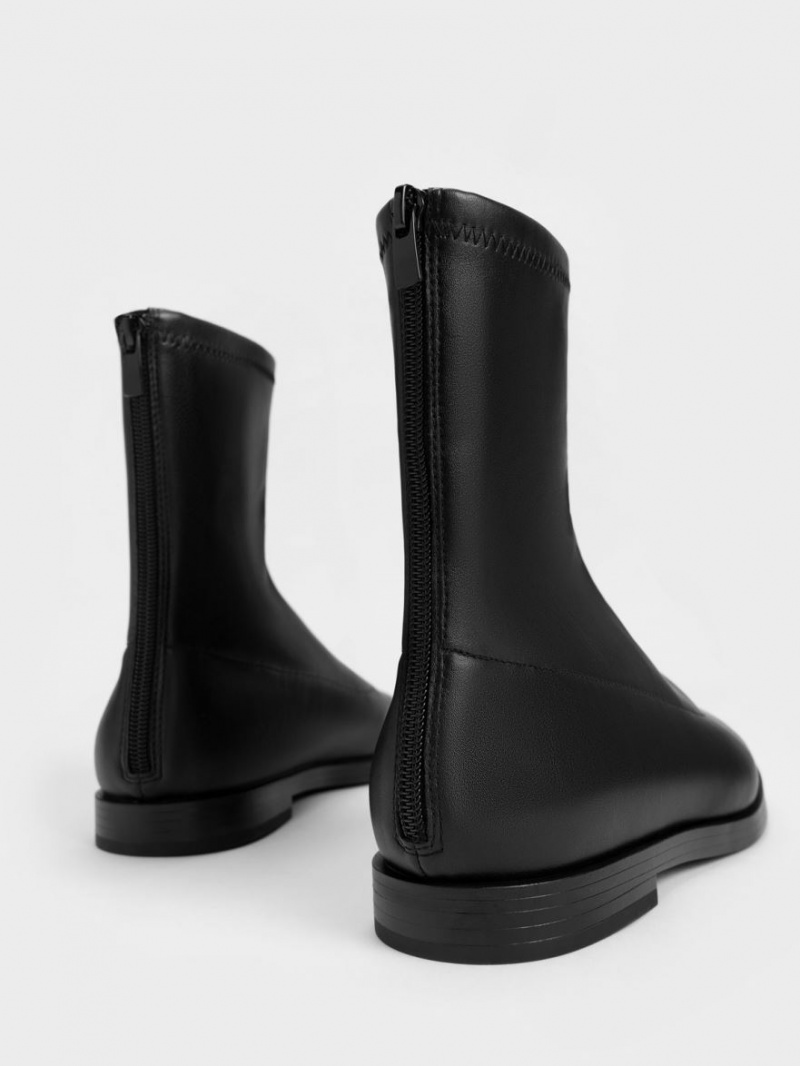 Μποτακια Charles And Keith Zip-Up μαυρα | 83904-SMBW